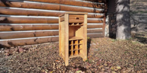 Hand-made hickory compact wine cabinet